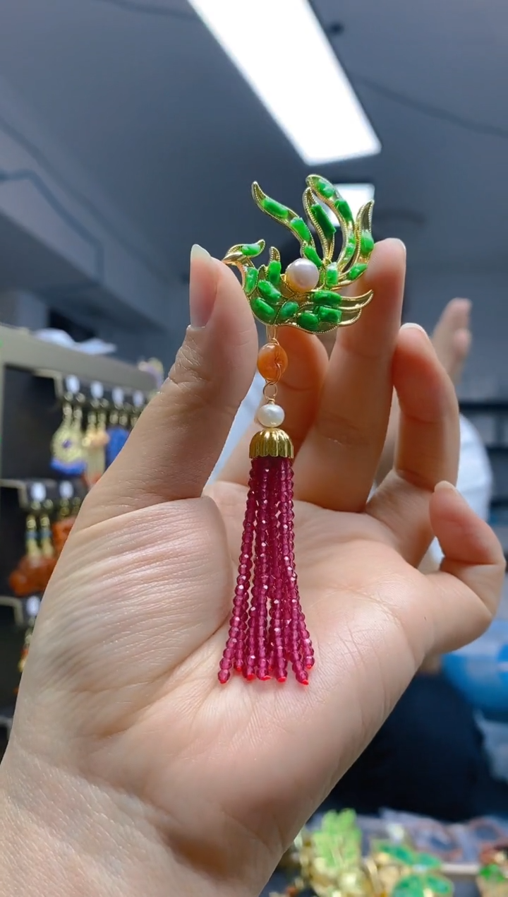 【闪购商品】翡翠耳饰合金0132翡翠胸针