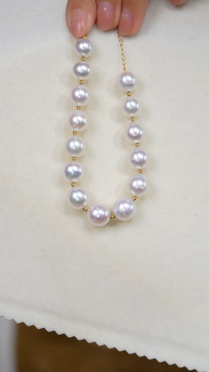 【闪购商品】海水珍珠手链18K金镶嵌澳白9-11mm