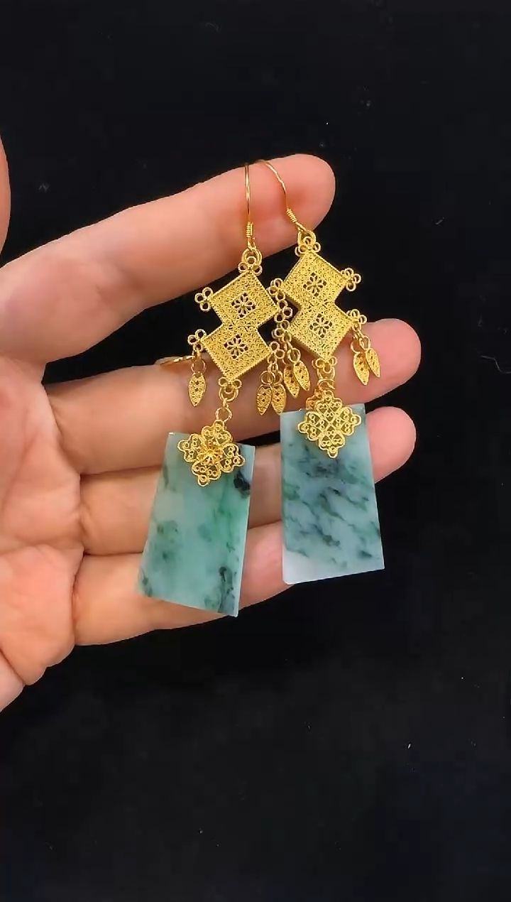 颈饰银S925镀金镶嵌翡翠国风