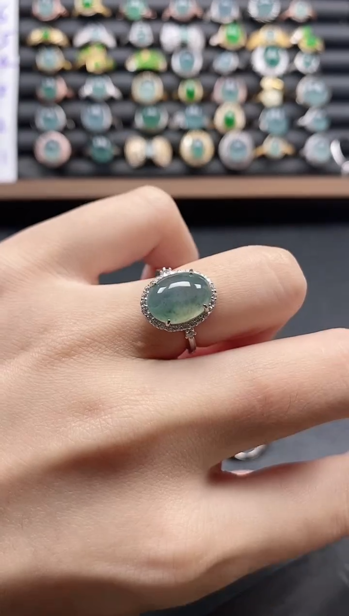 银S925镶嵌戒指翡翠51151