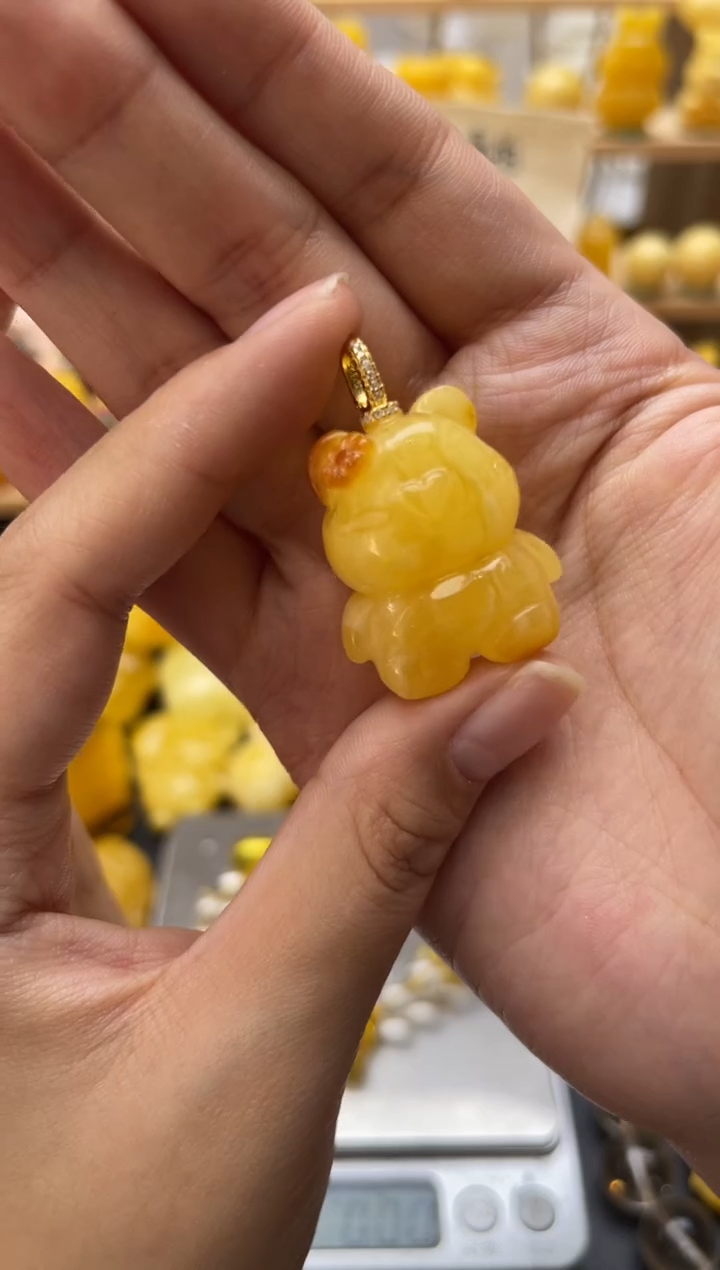 琥珀银S925镶嵌珠宝奇石051琥珀蜜蜡微瑕 