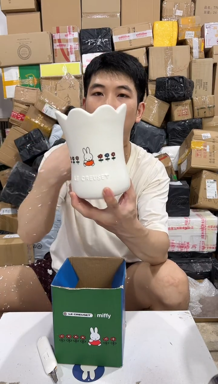 瓷片原盒米菲兔花盆