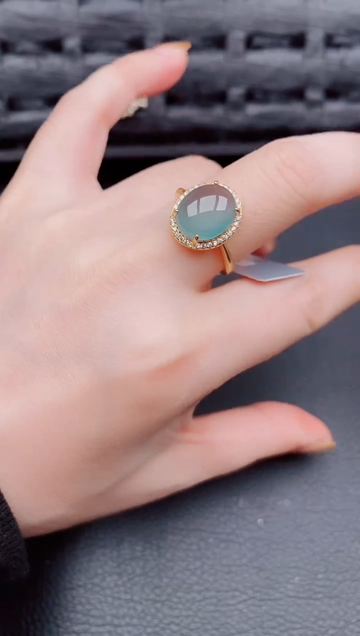 【闪购商品】翡翠戒指银S925镶嵌天然a货翡翠336