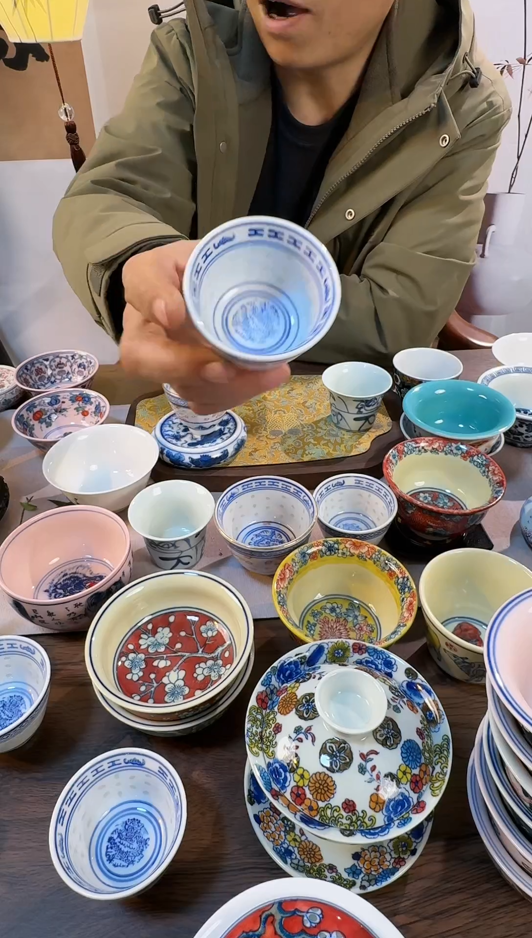 杯子瓷青花玲珑大杯