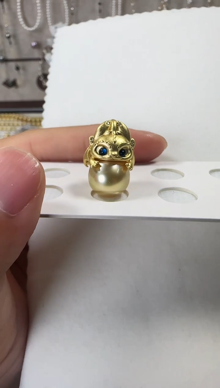 银S925镶嵌吊坠(不含链)海水珍珠南洋金珠吊坠11mm