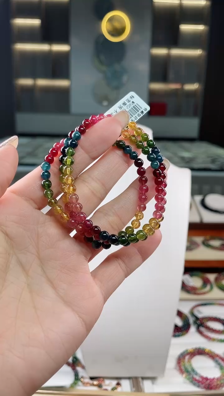 未镶嵌老矿碧玺三圈手串5mm+碧玺（多样性发一条）T