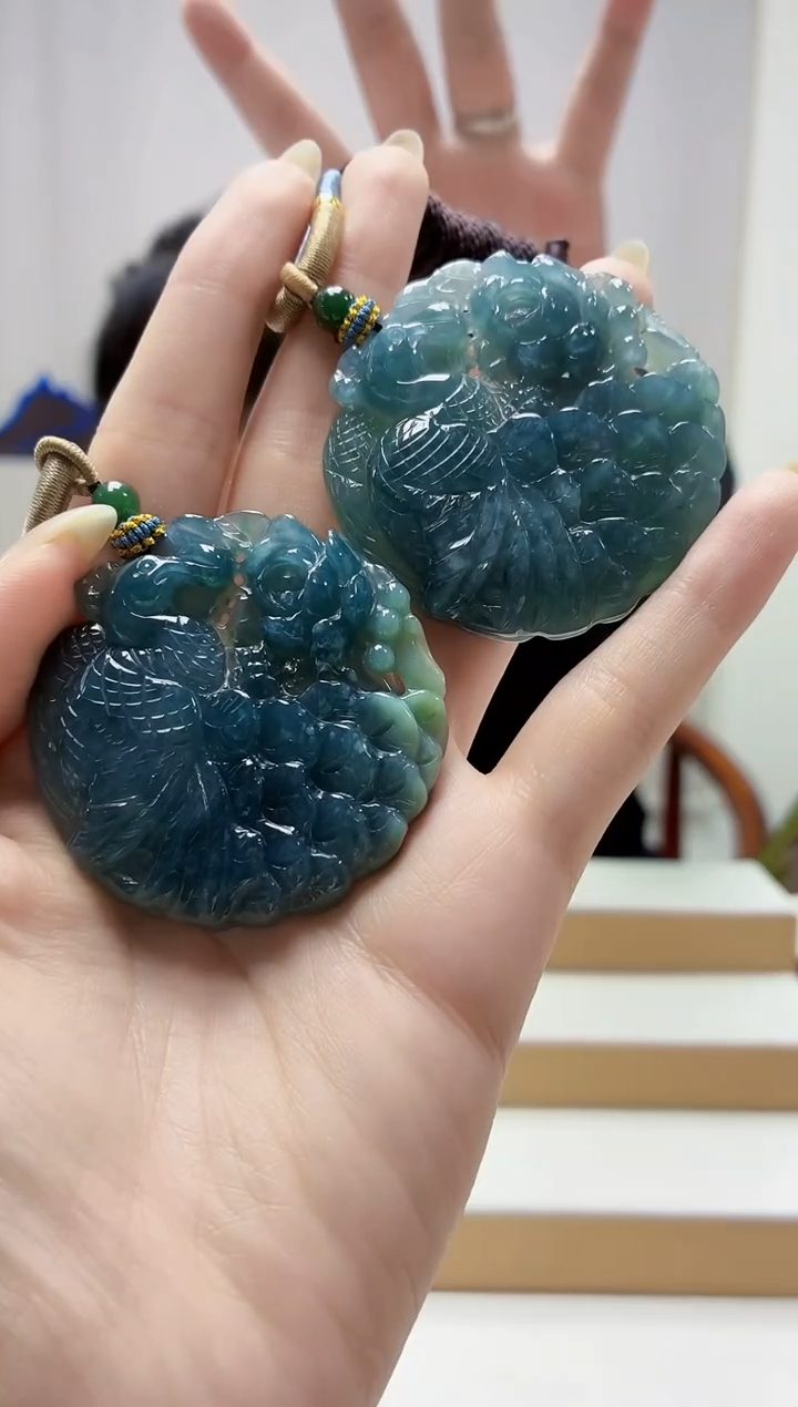 未镶嵌定制翡翠5060jw-毛货挂件一对103