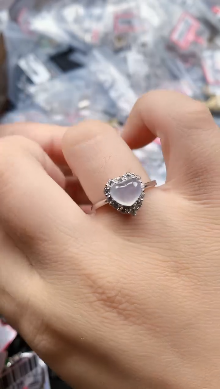 银S925镶嵌戒指翡翠天然A货缅甸翡翠