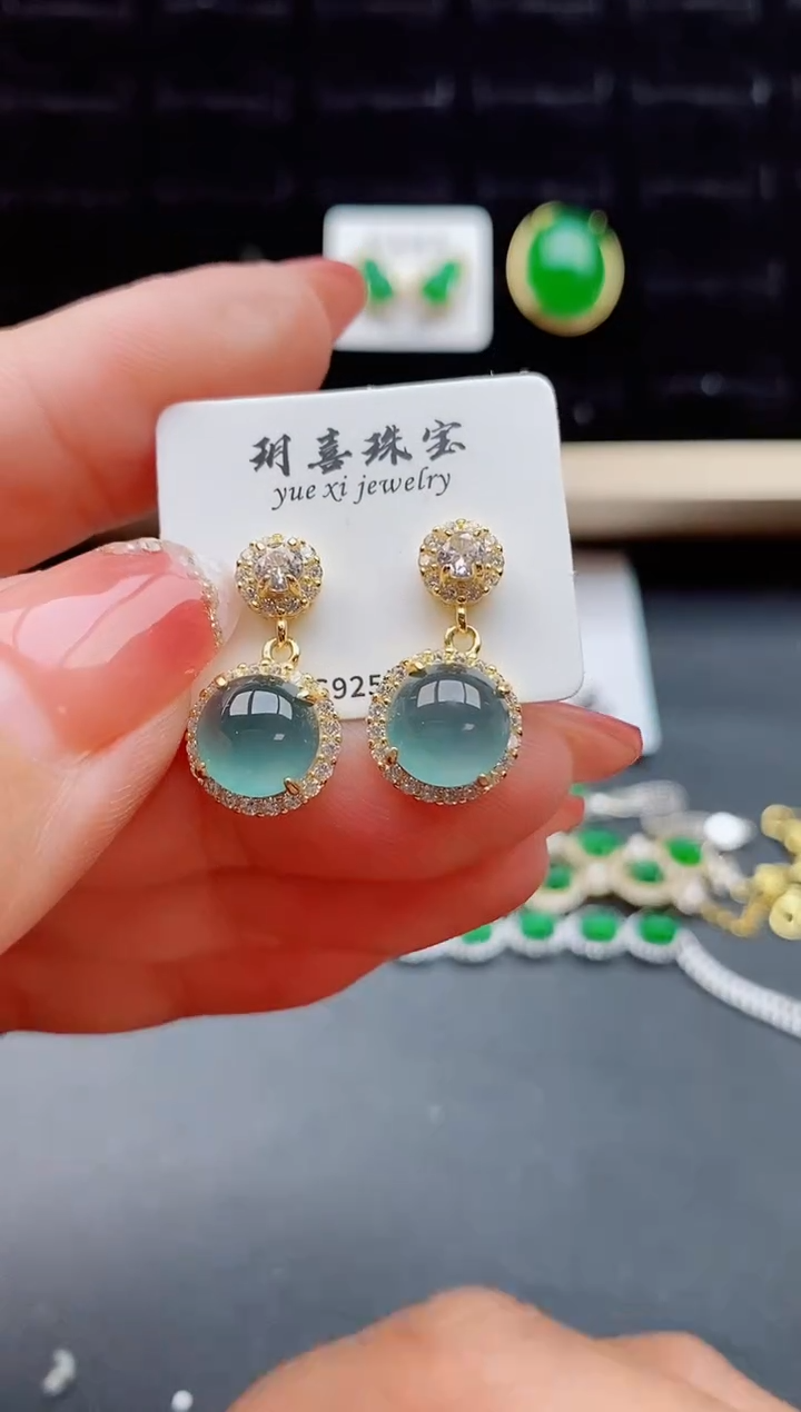 【闪购商品】翡翠耳饰银S925镶嵌12121212