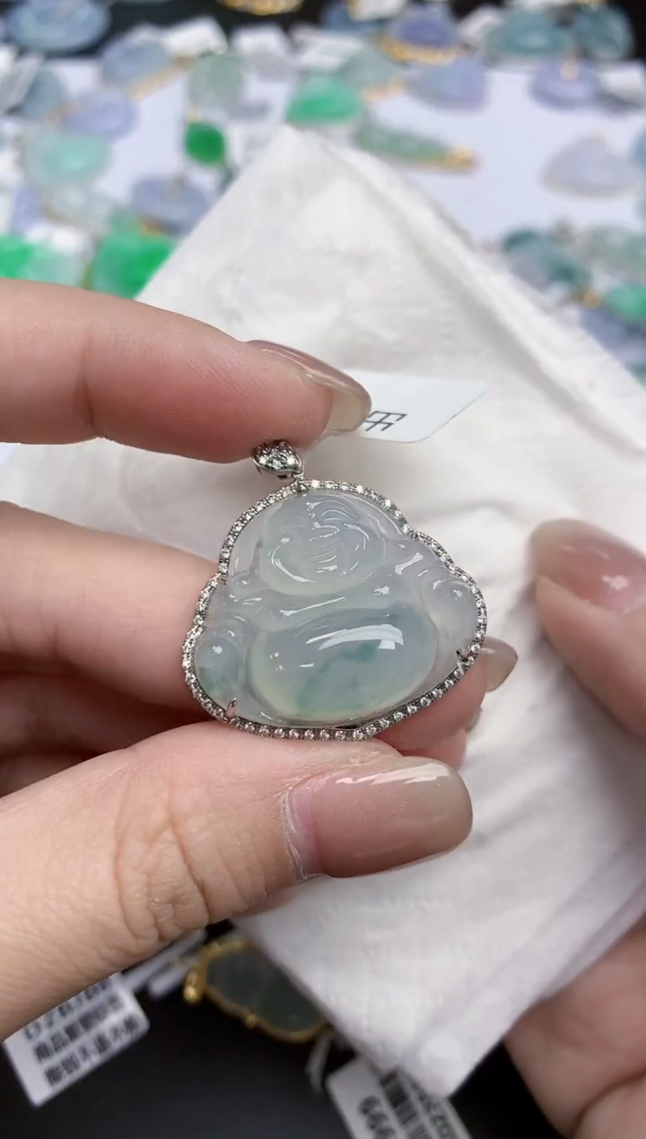 【闪购商品】翡翠颈饰18K金镶嵌天然缅甸翡翠A货