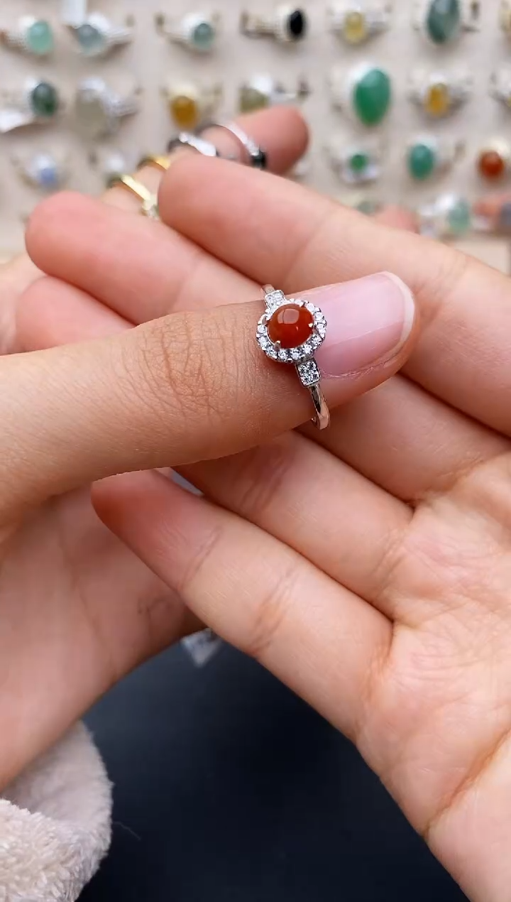 【闪购商品】翡翠戒指银S925镶嵌缅甸翡翠