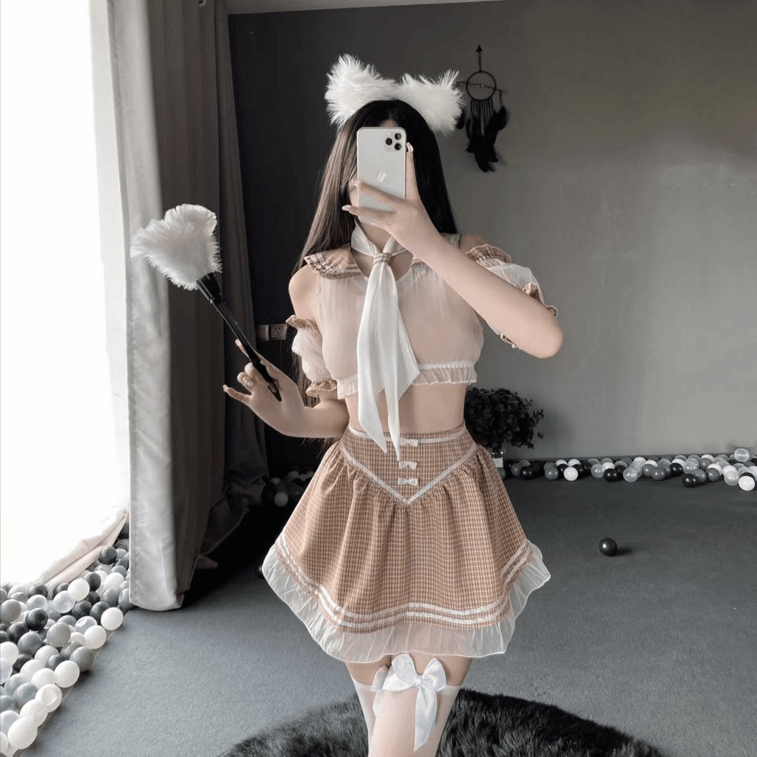 女士睡衣纯欲风清纯学妹家居服短裙两件套套装蕾丝辣妹jk性感