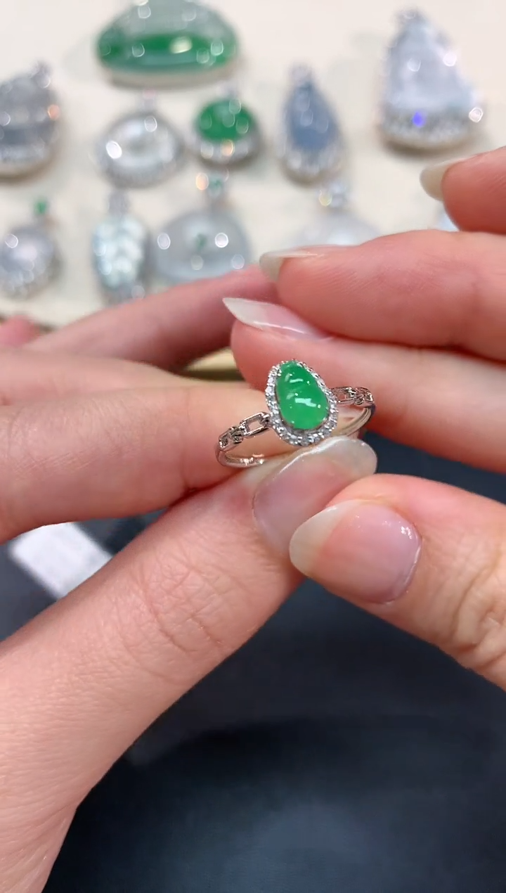 【闪购商品】翡翠戒指18K金镶嵌戒指A134|2800