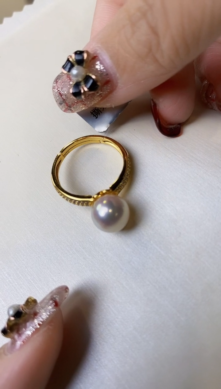 【闪购商品】海水珍珠戒指银S925镶嵌8.5-9海水珍珠戒指