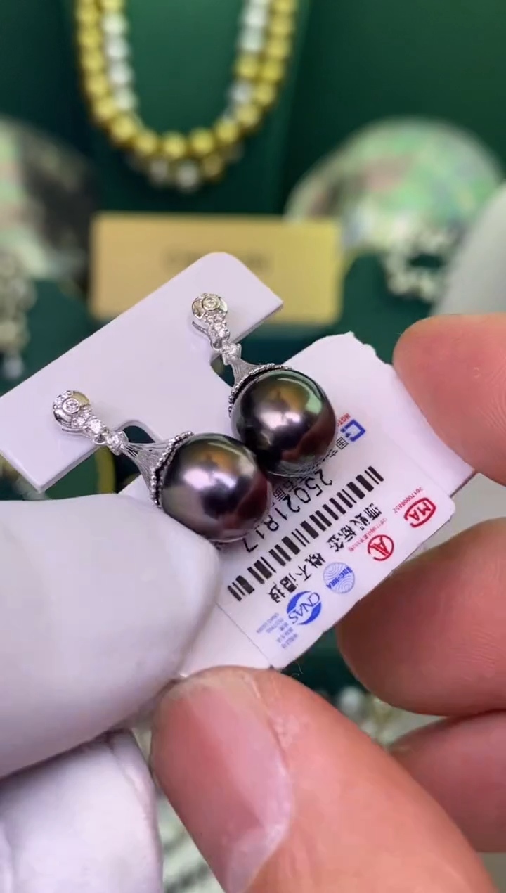 银S925镶嵌海水珍珠耳饰1