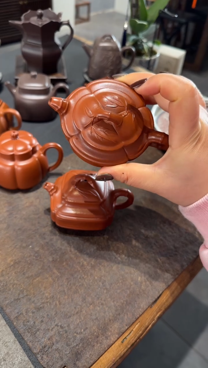 【闪购商品】紫砂茶壶海棠腰圆双线竹鼓