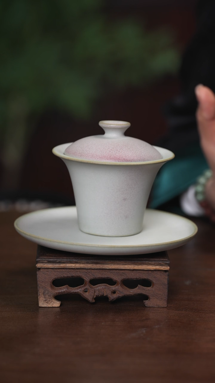 【闪购商品】清凉寺原产地仿古釉手工钧瓷三才马蹄盖碗