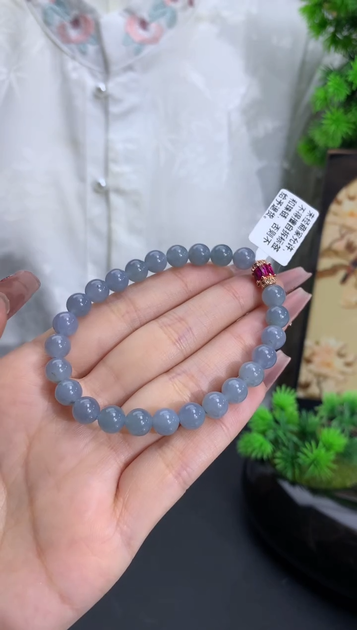 【闪购商品】未镶嵌翡翠手链浓蓝底 卡7mm