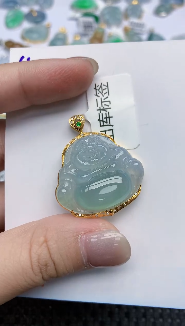 【闪购商品】翡翠颈饰18K金镶嵌天然翡翠A货