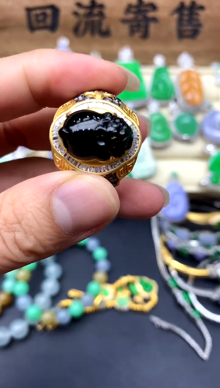 【闪购商品】翡翠戒指18K金镶嵌446-中国好珍宝