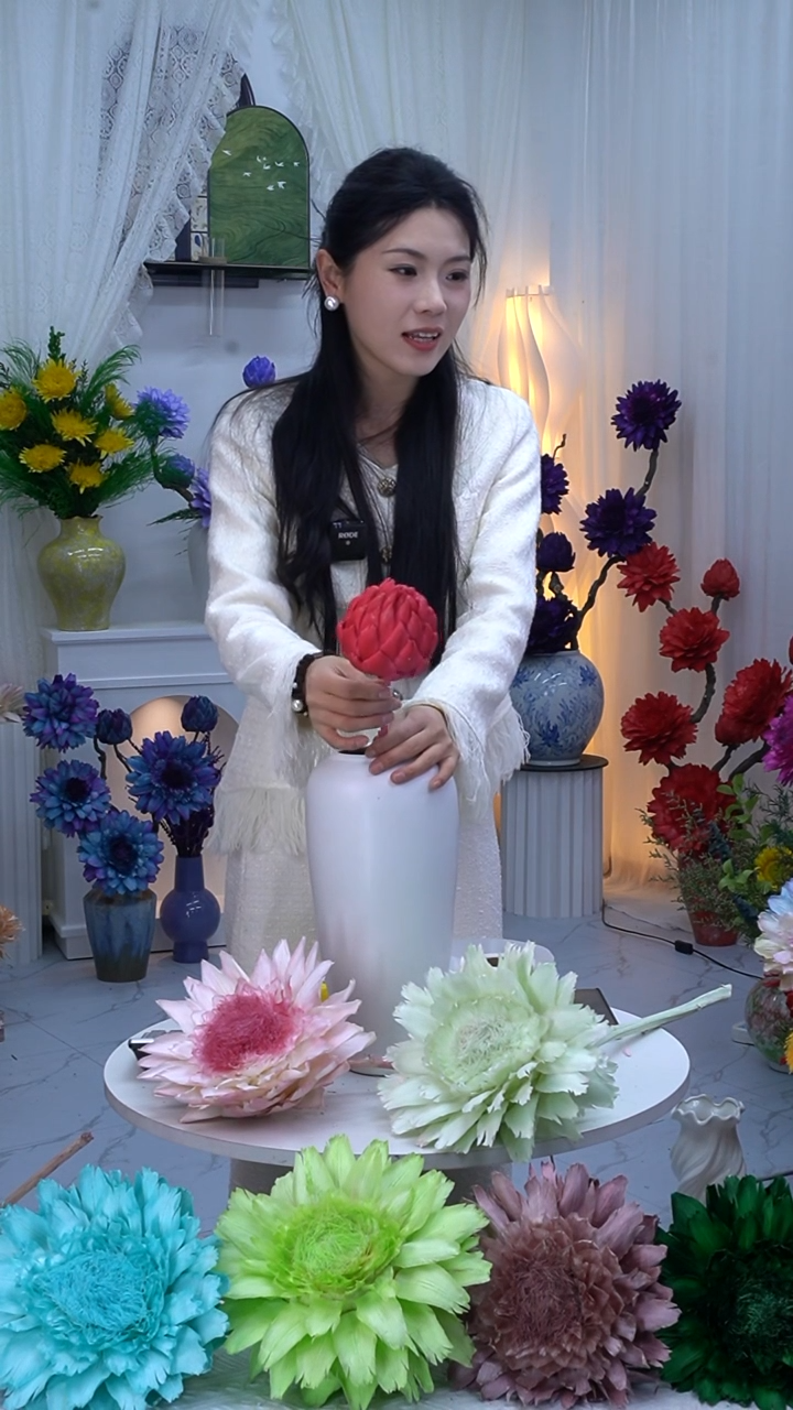 青**敌永生洋蓟亮粉单头9096