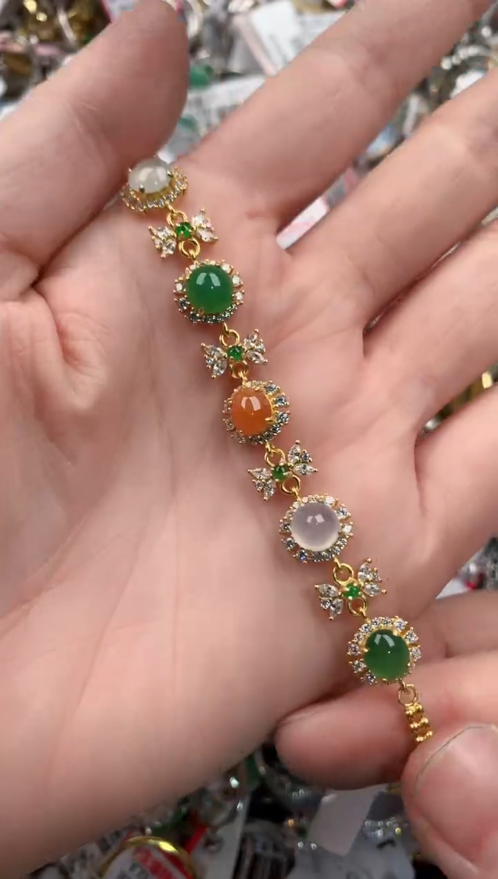 银S925镶嵌戒指翡翠666---9