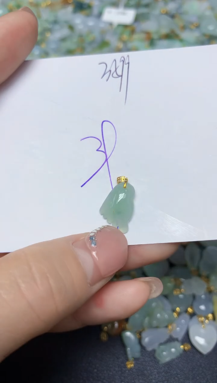 【闪购商品】翡翠挂件18K金镶嵌 天然翡翠A货