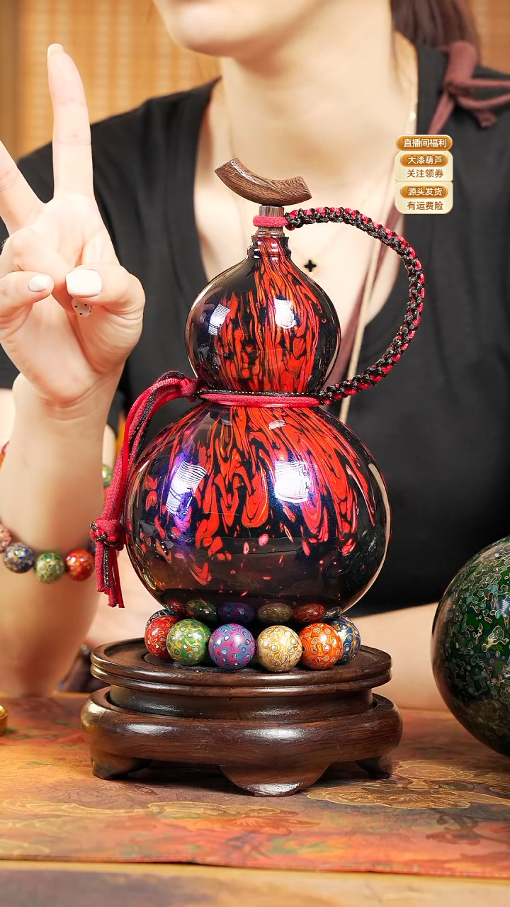 WX081大漆酒葫芦不包手串及旋转底座