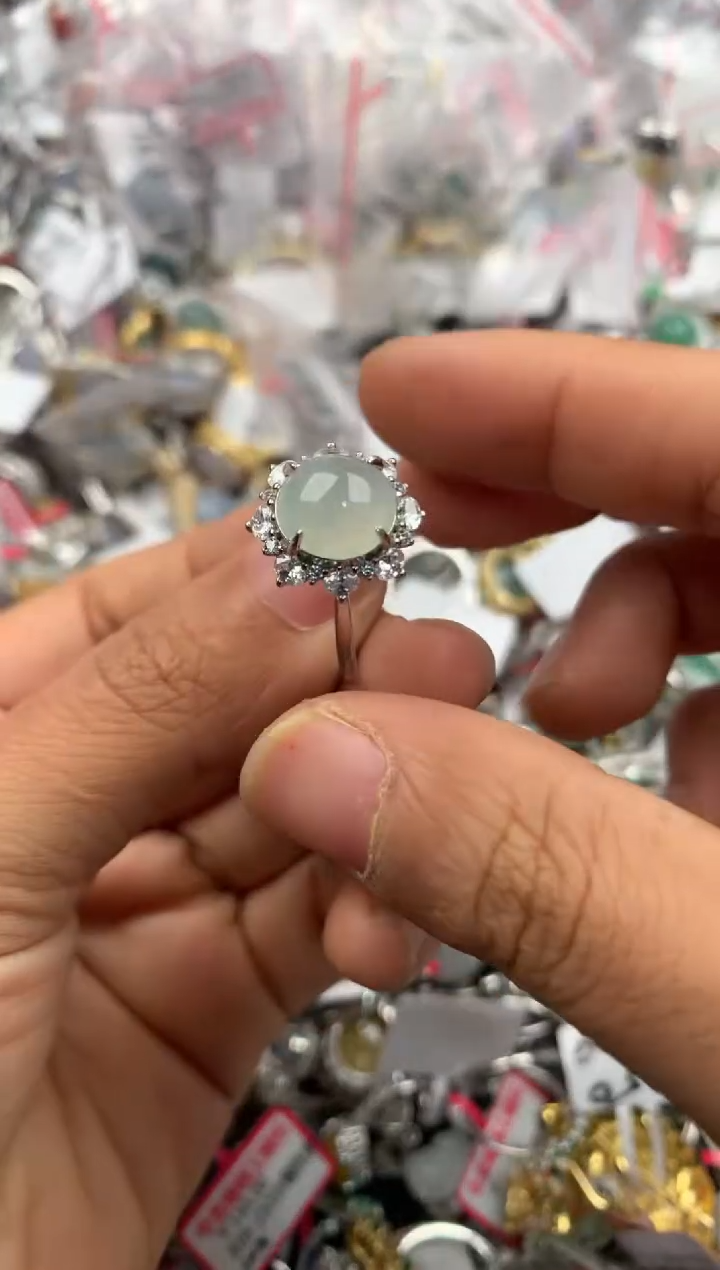银S925镶嵌戒指翡翠333----3