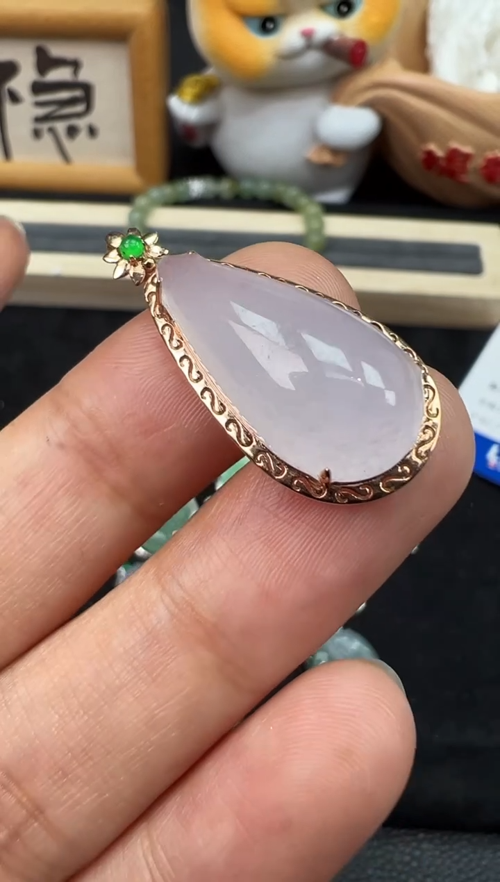 【闪购商品】翡翠吊坠(不含链)18K金镶嵌吊坠