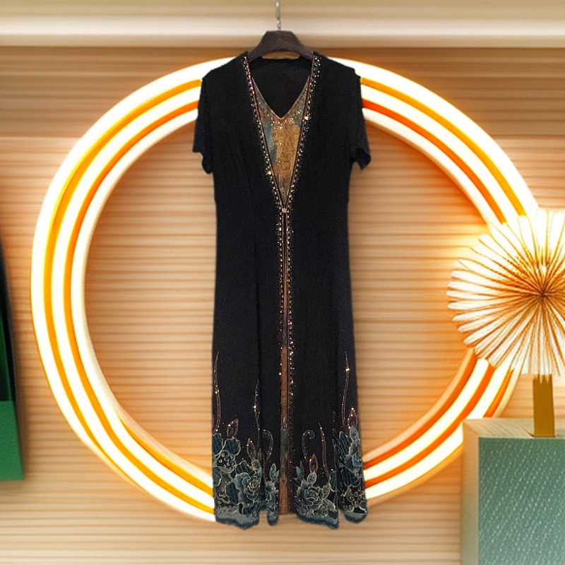 25813设计师新款半袖显瘦百搭名媛气质高贵优雅女装连衣裙洋气