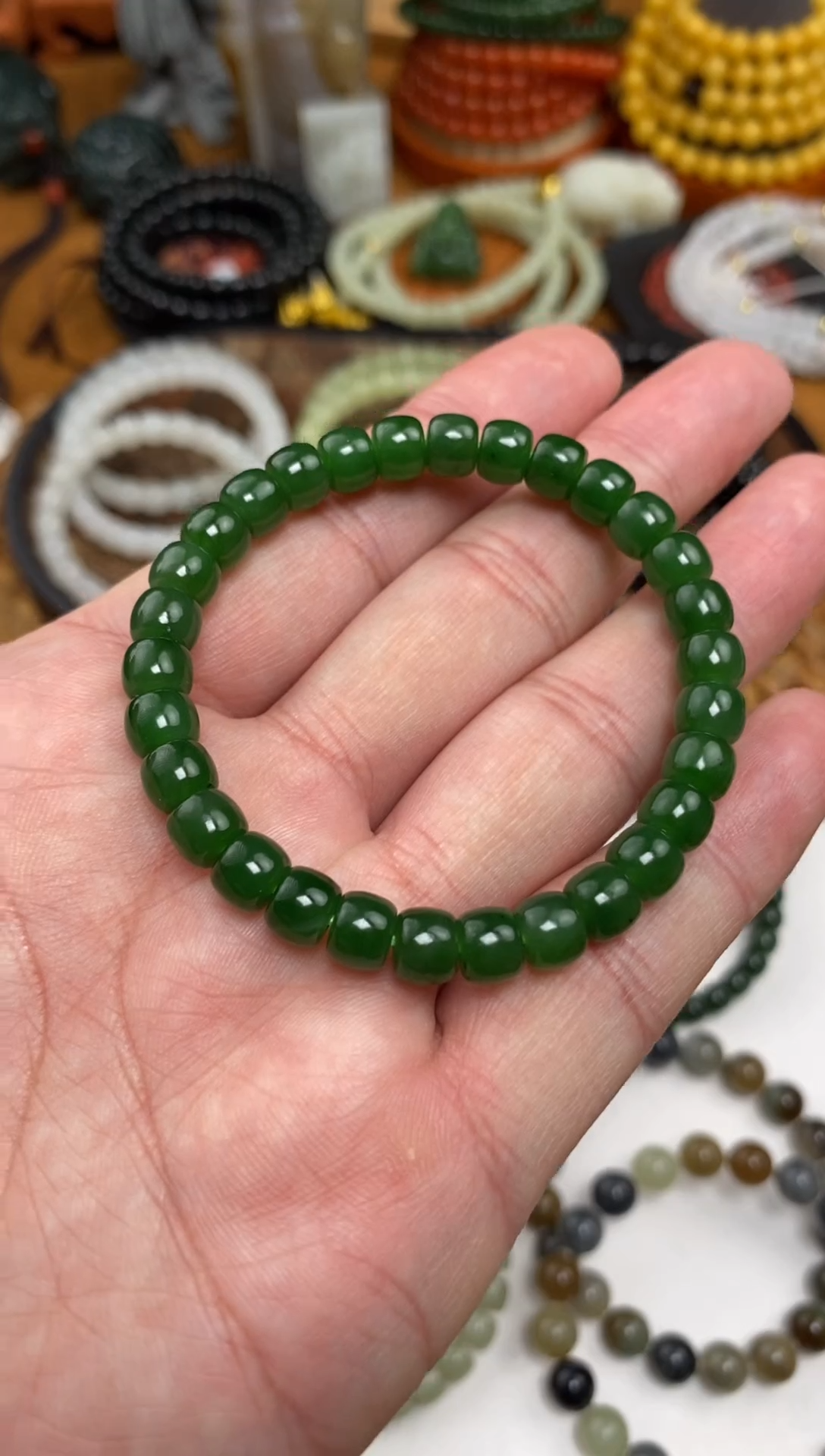 颈饰未镶嵌和田玉手串