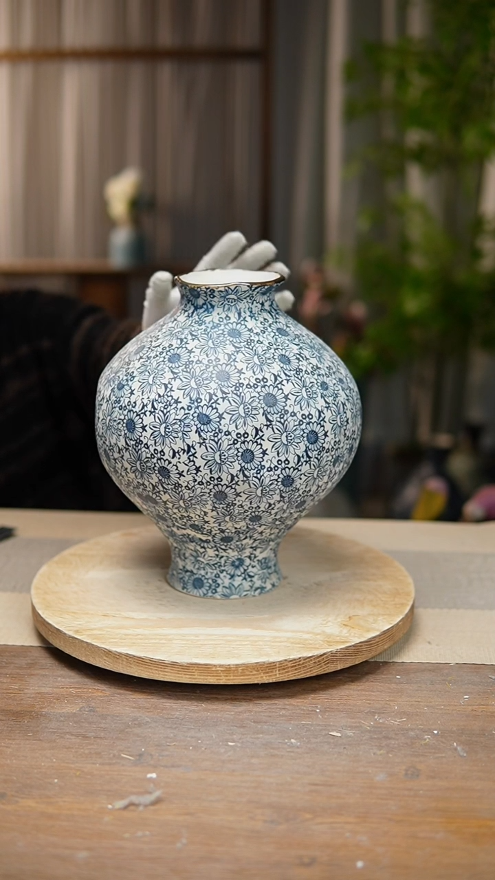 【闪购商品】陶瓷  花器青花瓷向日葵灯笼