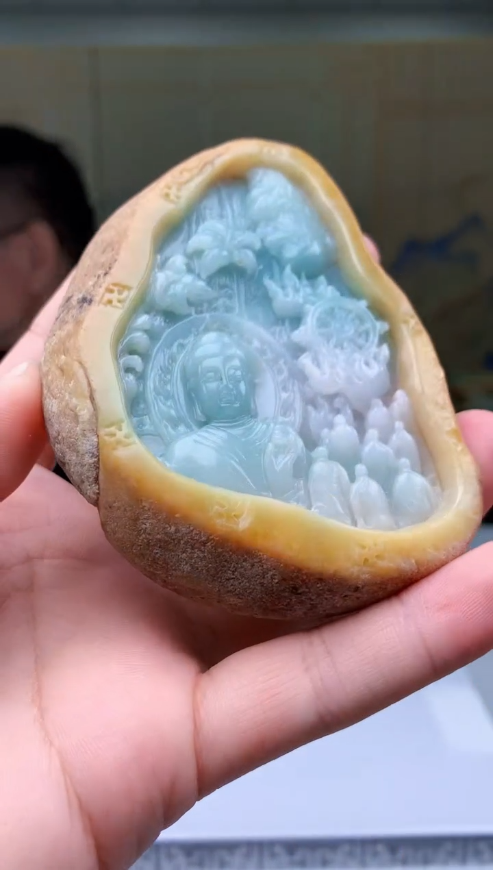 【闪购商品】定制翡翠未镶嵌5152bb-毛货挂件52赠底座