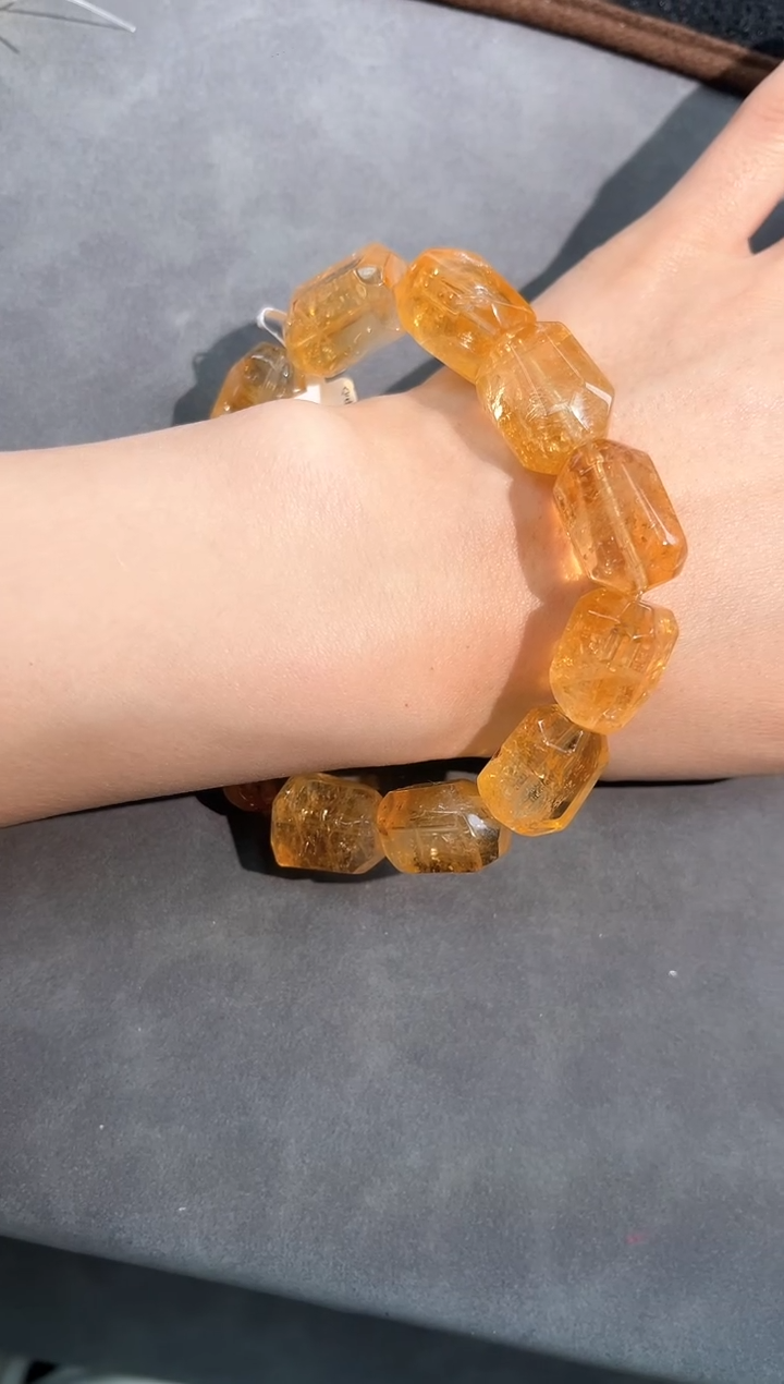 【闪购商品】黄晶手链未镶嵌81号黄水晶原矿随行单圈