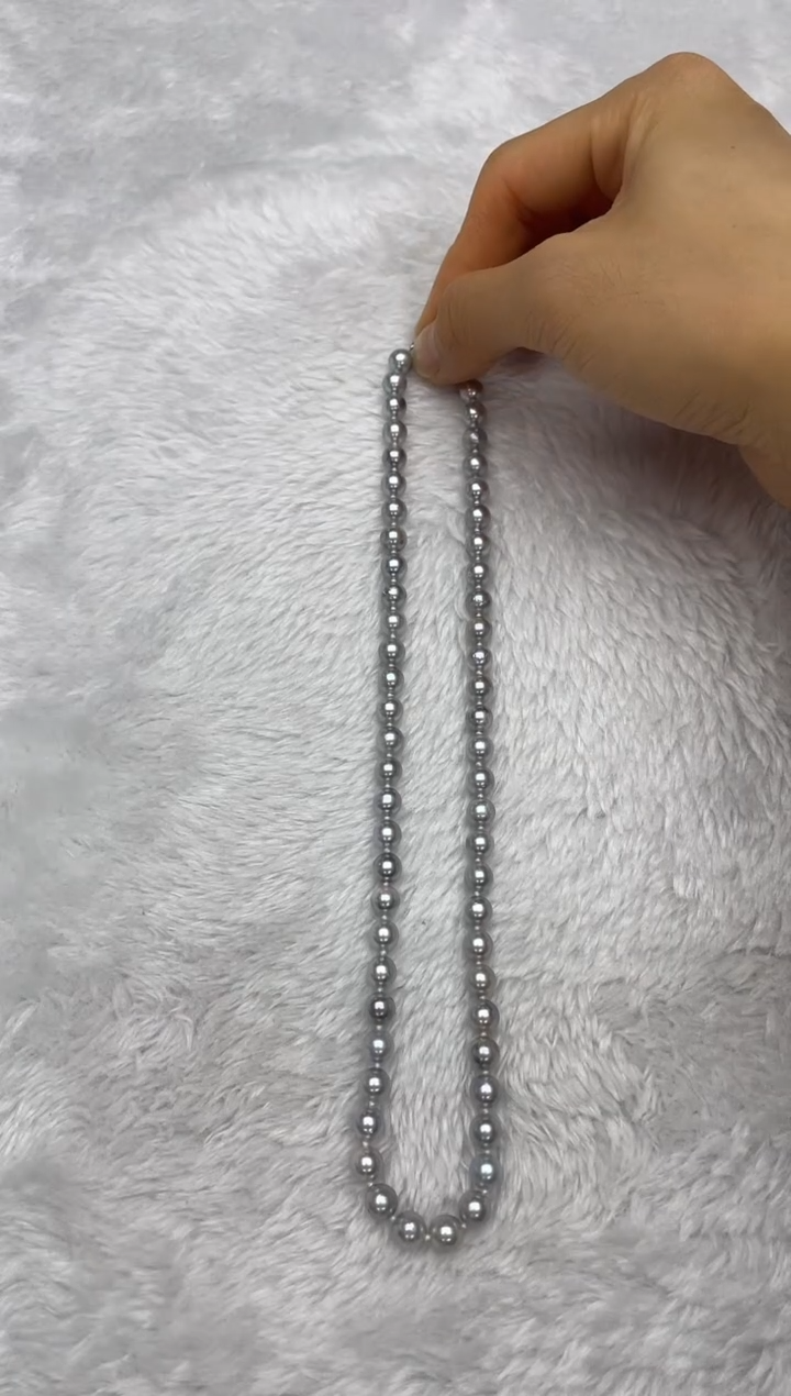 项链银S925镶嵌海水珍珠AK真多麻6.5-7mm