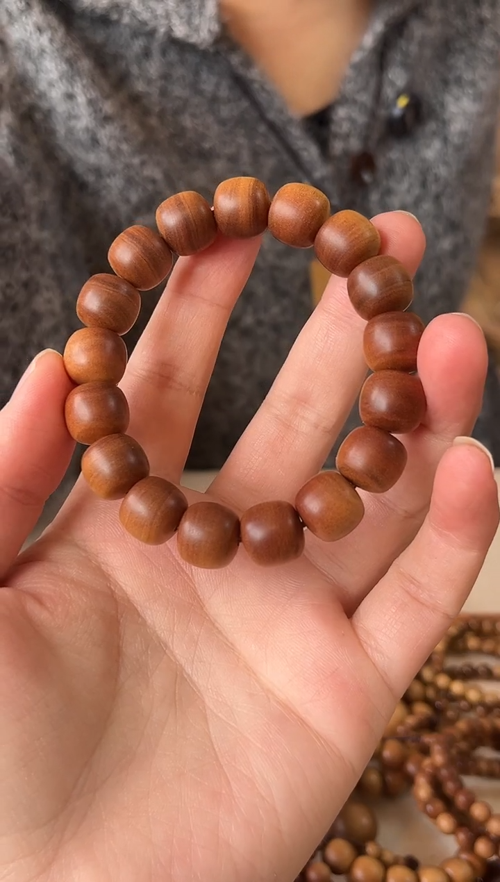 檀香木手串/手链编号料（龙眼）12*13横纹 黑肉 沉水 奶香奶甜 