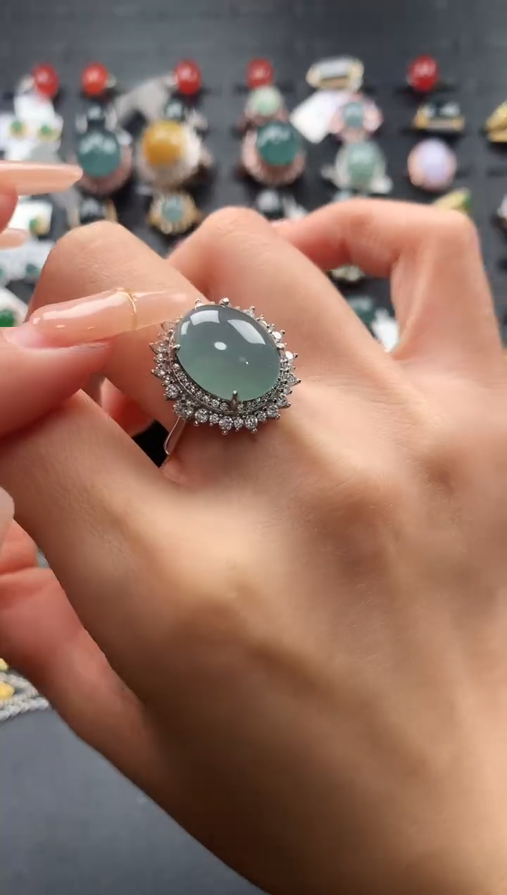 【闪购商品】翡翠戒指银S925镶嵌457657654754