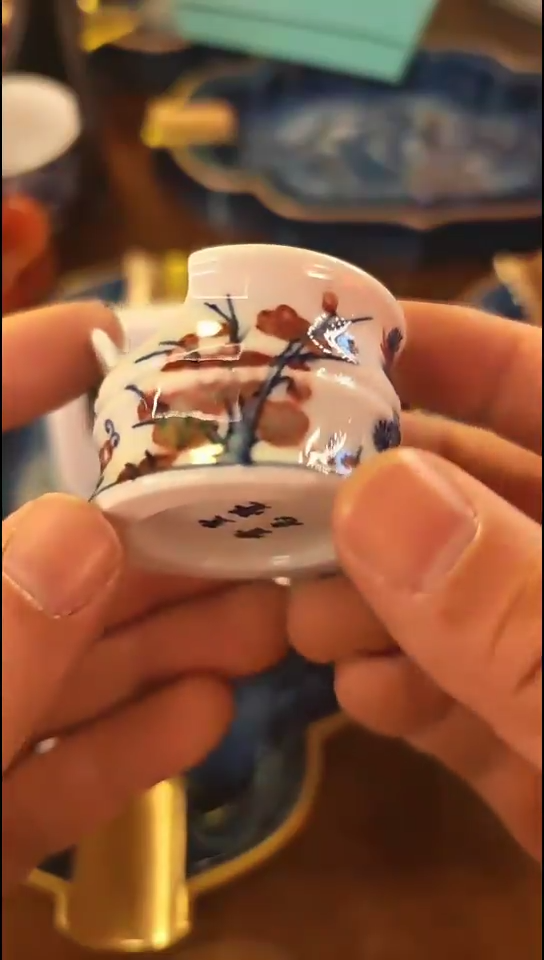 陶老*青花釉里红茄托无包装不退换9