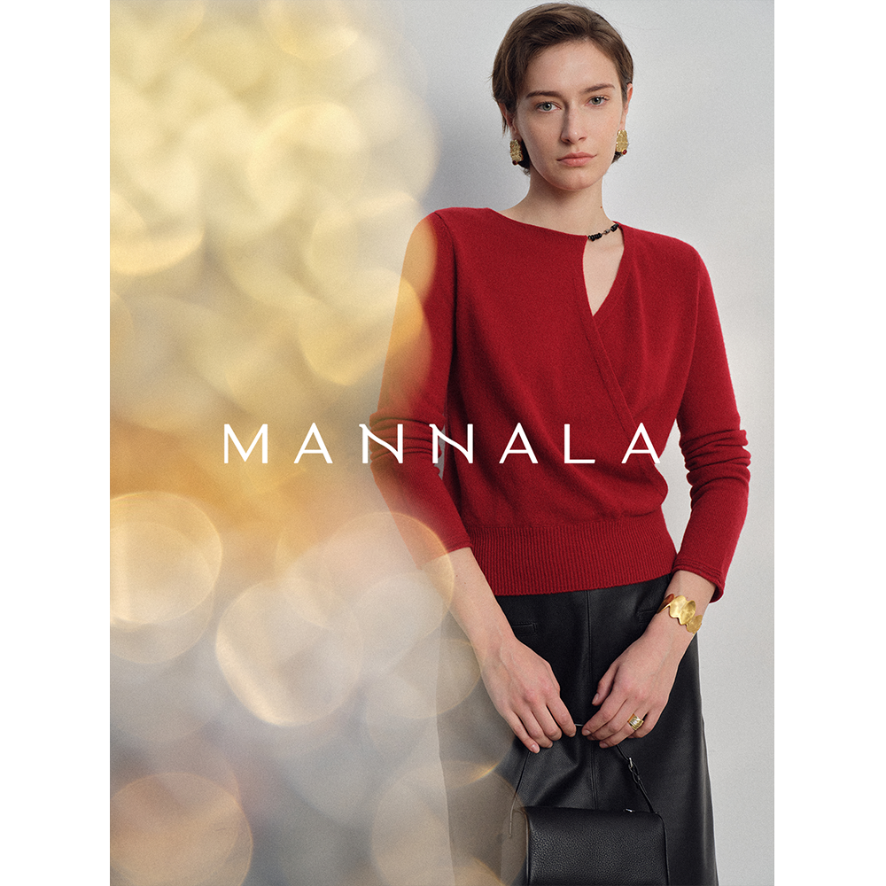 MANNALA丨“香如玉”气质雅致美丽奴羊毛黑玛瑙云朵感毛衣 Q4172