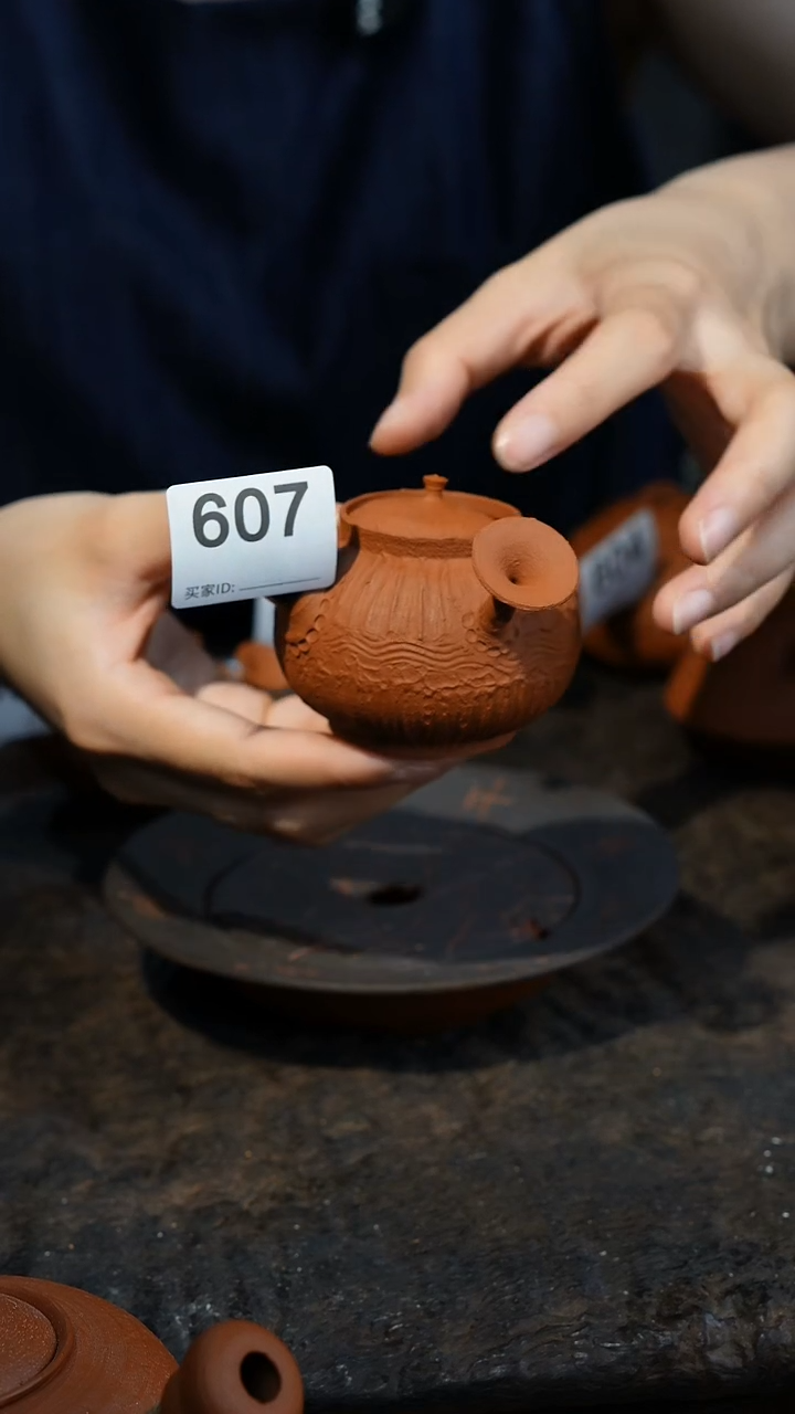潮州手工原矿砂铫壶朱泥急须双盖侧把壶607