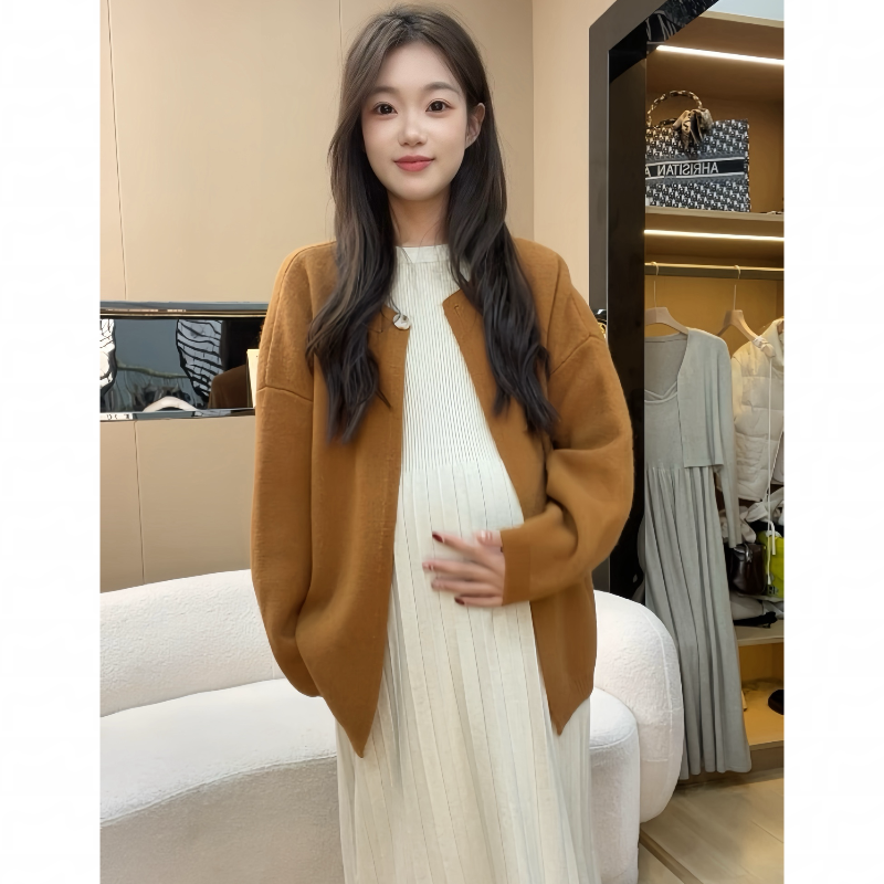 【颜若兮】2025春装新款孕妇装外套+百褶连衣裙百搭时尚