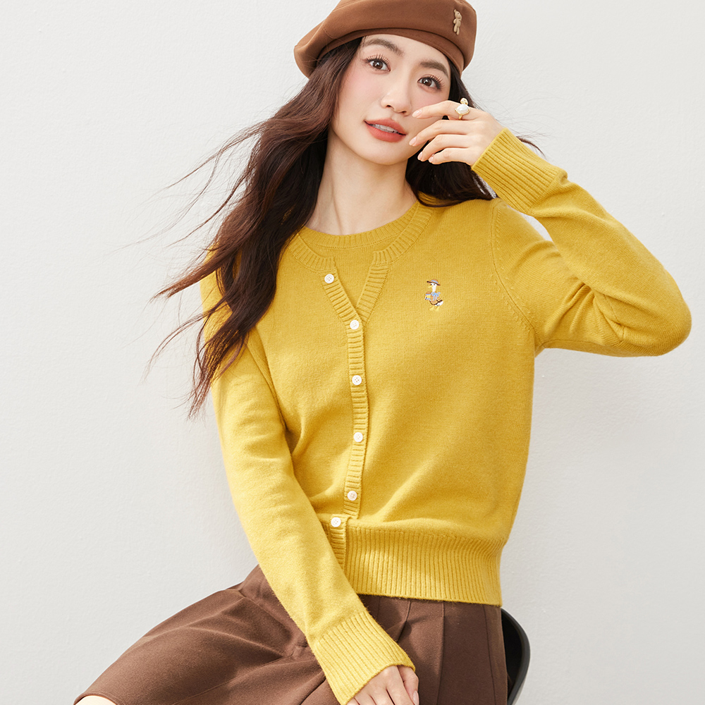 OSA/欧莎 假两件套头针织衫2026新款学院风百搭上衣S126A16002