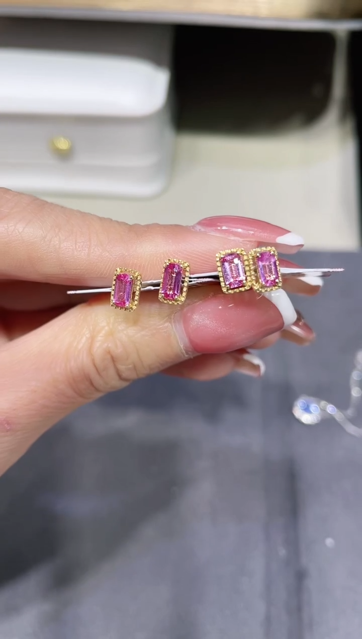 【闪购商品】彩色蓝宝石耳饰18K金镶嵌·多样性发其一