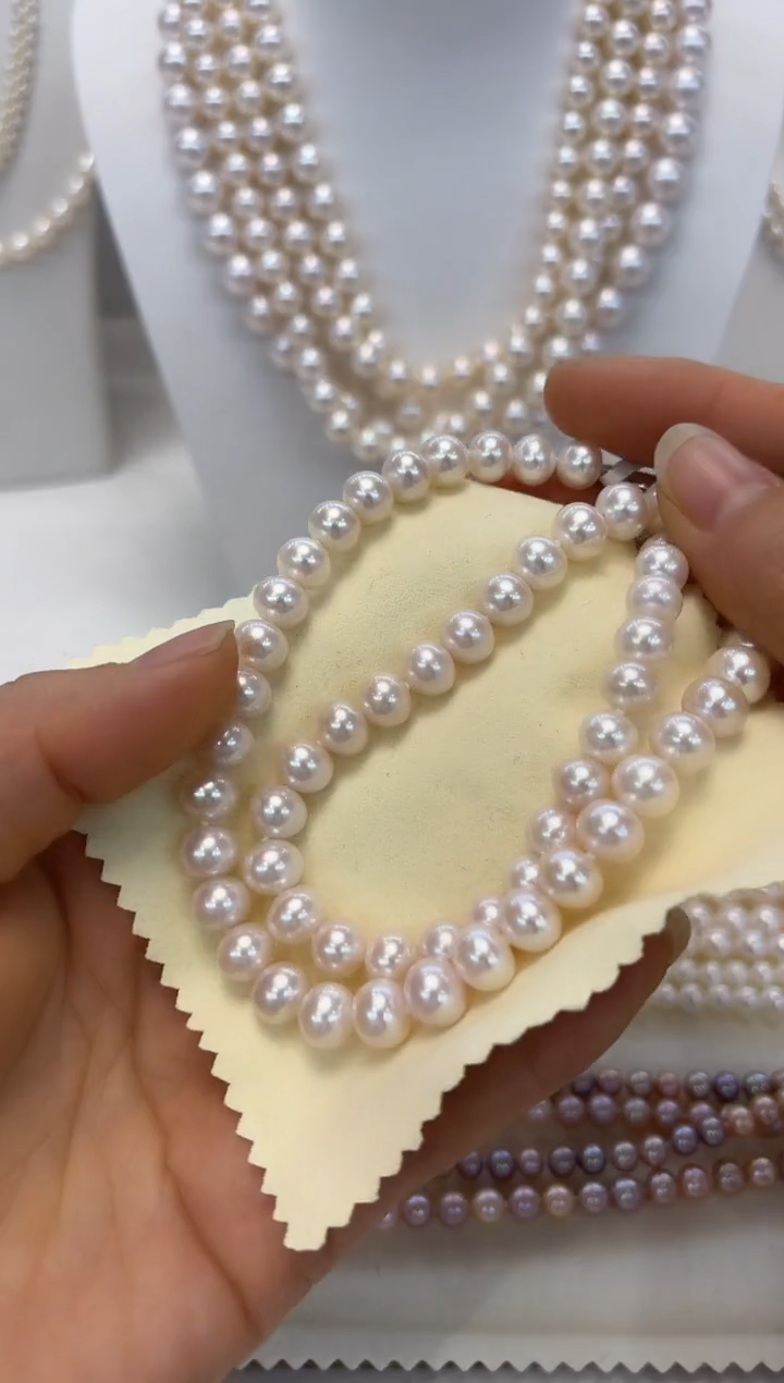 【闪购商品】淡水珍珠颈饰银S925镶嵌7.5-8.5MM