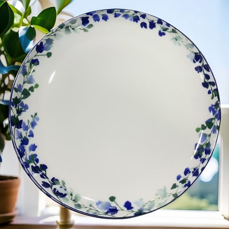 蓝橘贴花月光盘(11寸)