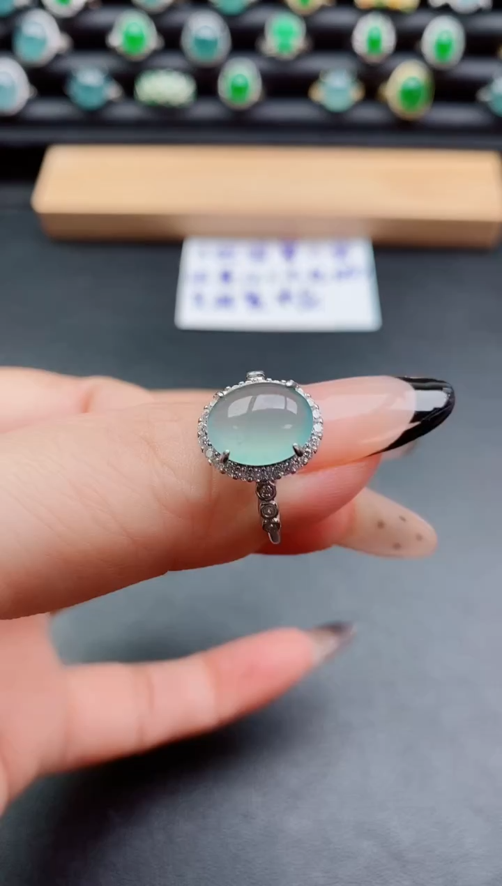 银S925镶嵌戒指翡翠1