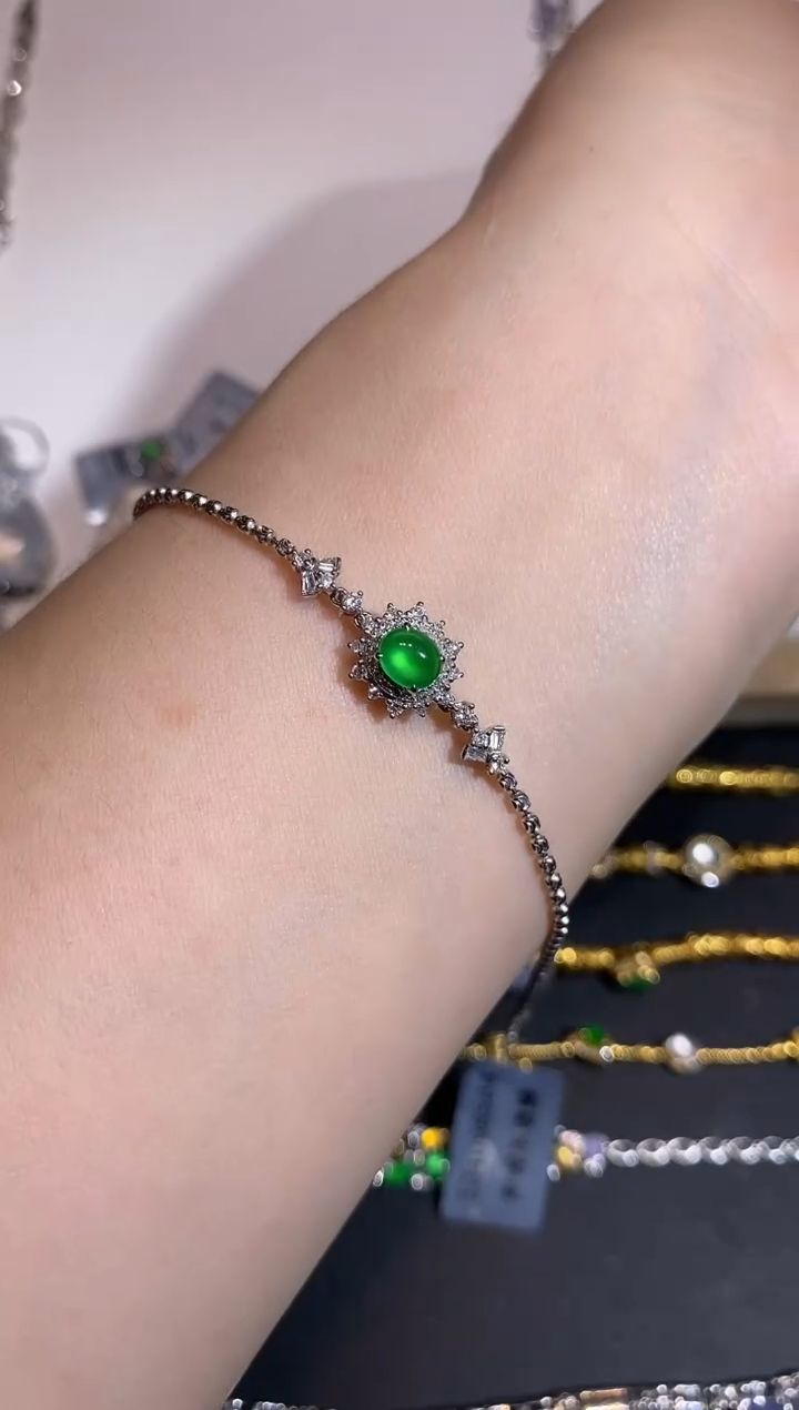 18K金镶嵌手链翡翠l****y补差价