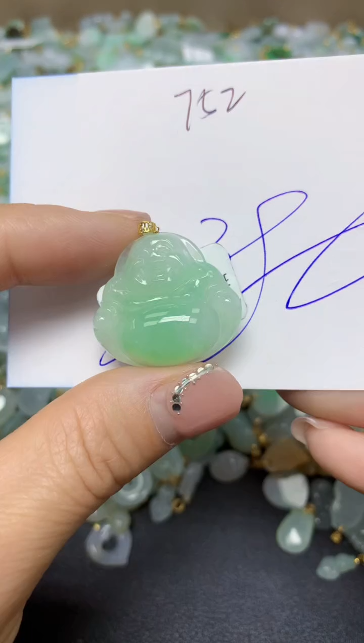 【闪购商品】翡翠挂件18K金镶嵌 天然翡翠A货