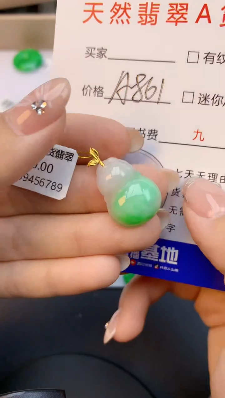 颈饰18K金镶嵌翡翠天然缅甸a货翡翠百元以上9元证书费自理